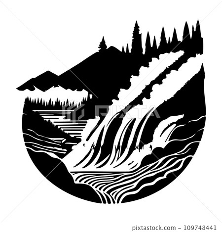 falling water river Icon hand draw black colour logo symbol perfect. 109748441