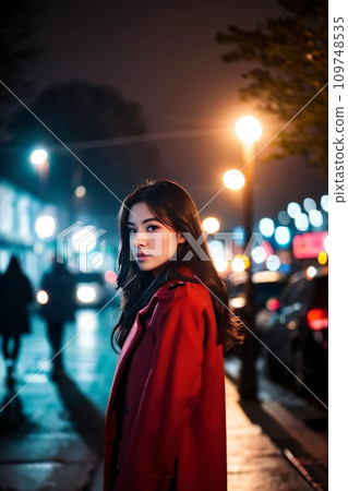 雨後路燈下的女人 109748535