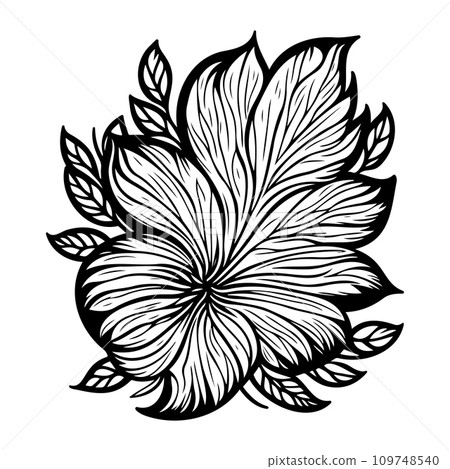 flower batik pattern Icon hand draw black colour logo symbol perfect. 109748540
