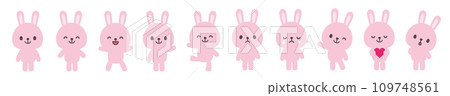 Rabbit character illustration set 109748561