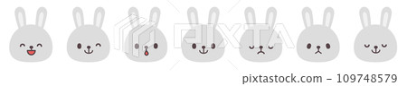 Rabbit character illustration set Rabbit character illustration set 109748579