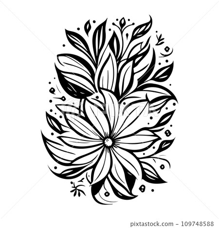 flower batik pattern Icon hand draw black colour logo symbol perfect. 109748588