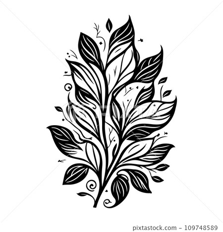 flower batik pattern Icon hand draw black colour logo symbol perfect. 109748589