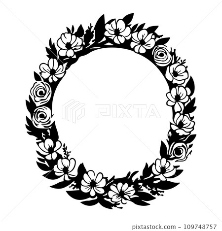 Around frame flower Icon hand draw black colour logo symbol perfect. 109748757