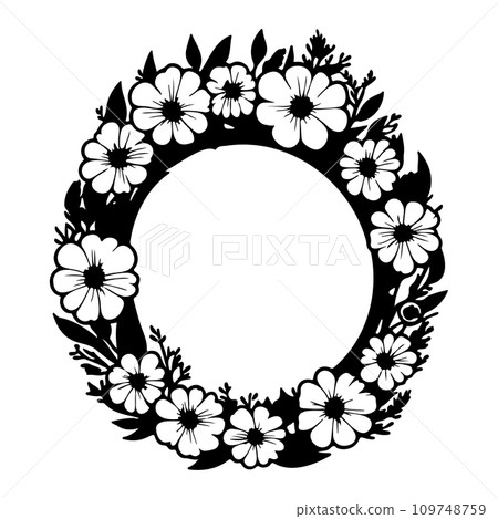 Around frame flower Icon hand draw black colour logo symbol perfect. 109748759