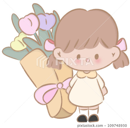 Girl with a bouquet of flowers 109748930
