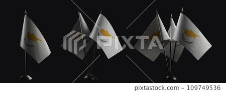 Small national flags of the Cyprus on a black background 109749536
