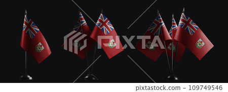 Small national flags of the Bermuda on a black background Small national flags of the Bermuda on a black background 109749546