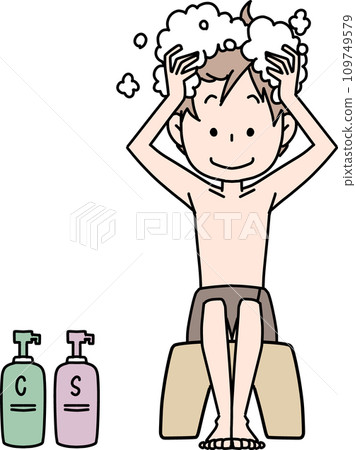 man washing hair man washing hair 109749579