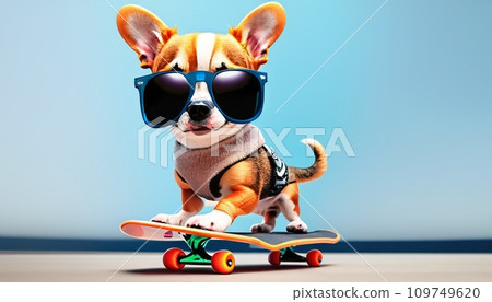 dog wearing sunglasses skateboarding dog wearing sunglasses skateboarding 109749620