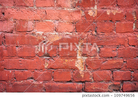 Empty brick red wall. background of a old brick house. 109749656