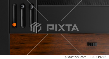 Abstract dashboard controller with knobs. Control panel. technology background. 3d render 109749703