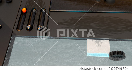 Abstract dashboard controller with knobs. Control panel. technology background. 3d render illustration 109749704