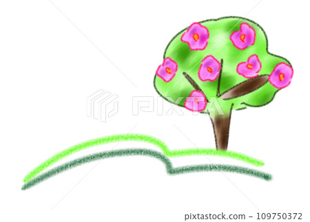 Spreading grassland and flowering trees Spreading grassland and flowering trees 109750372