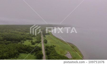 Taken from the sky in the Sea of Okhotsk-drone in Asaka (Hokkaido Monbetsu-gun, Hokkaido) 109751076