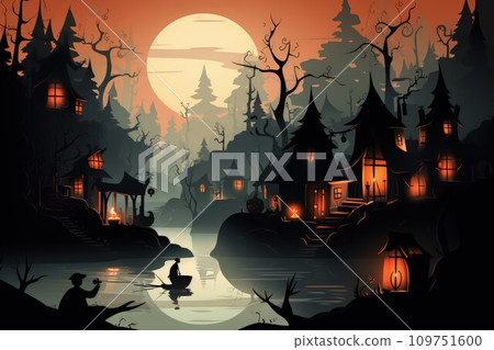 AI-generated content. Mysterious witches brewing potions in hidden cottages - Generative AI AI-generated content. Mysterious witches brewing potions in hidden cottages - Generative AI 109751600