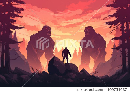 AI-generated content. Massive trolls with boulders for fists - Generative AI AI-generated content. Massive trolls with boulders for fists - Generative AI 109751687