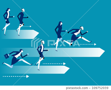 Robot vs Human race competition. Business artificial intelligence vector 109752039