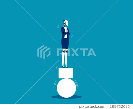 Robot and balance. Artificial intelligence business vector illustration 109752055