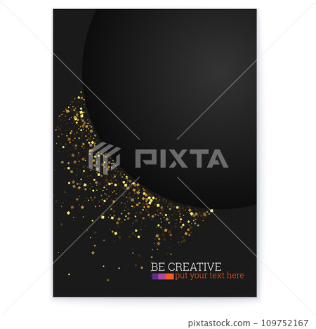 Glittering effect Golden dust on black Creative poster and cover design for the holidays 109752167