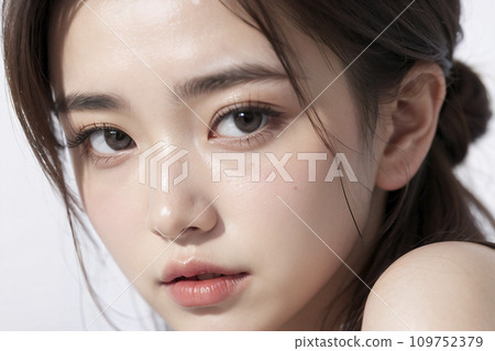 Portrait of an Asian woman looking sideways (AI generated image) 109752379