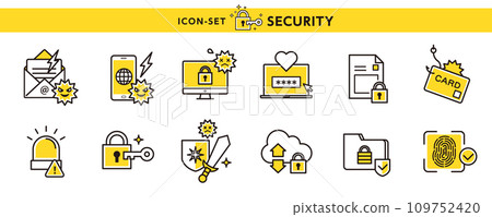 用於防毒、網路釣魚詐騙、PIN 碼等安全措施的圖示集。 109752420