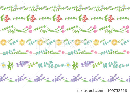 用於香氣的草藥和植物的插圖框架。水彩風格向量素材 用於香氣的草藥和植物的插圖框架。水彩風格向量素材 109752518