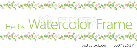 用於香氣的草藥和植物的插圖框架。水彩風格向量素材 109752537