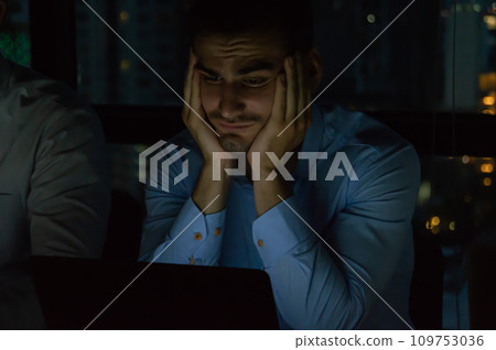 Businessman is stressed with work in the office. 109753036