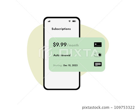 Monthly Subscription Auto-Renewal payment, renewal fee program. Concept with calendar and subscription automatic renewal interface. Recurring subscription management software. Vector illustration Monthly Subscription Auto-Renewal payment, renewal fee program. Concept with calendar and subscription automatic renewal interface. Recurring subscription management software. Vector illustration 109753322