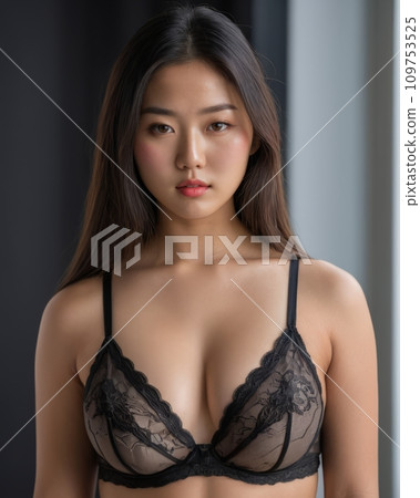 beautiful asian woman wearing black lingerie beautiful asian woman wearing black lingerie 109753525