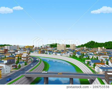 住宅區CG BG 城市景觀景觀城市背景河流 109753556