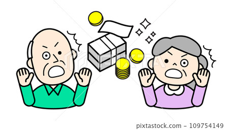 Simple person illustration Senior surprised by large sum of money Simple person illustration Senior surprised by large sum of money 109754149