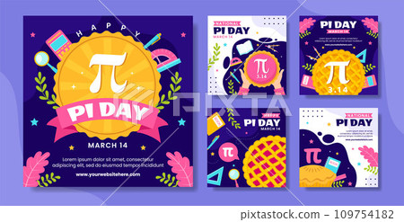 Pi Day Social Media Post Flat Cartoon Hand Drawn Templates Background Illustration 109754182