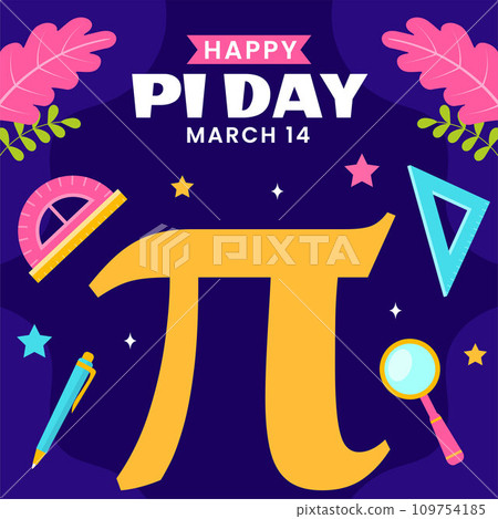 Pi Day Social Media Illustration Flat Cartoon Hand Drawn Templates Background 109754185