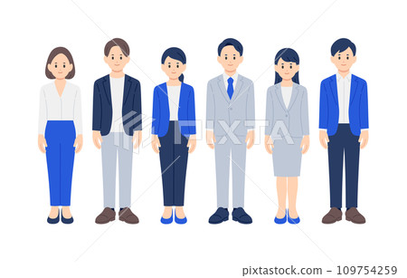 工作商務人士男女全身套裝【人物矢量圖素材】 109754259