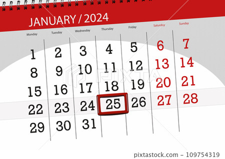 Calendar 2024, deadline, day, month, page, organizer, date, January, thursday, number 25 109754319