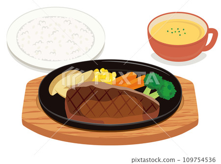 Western food_Beef steak set Teppanyaki 109754536