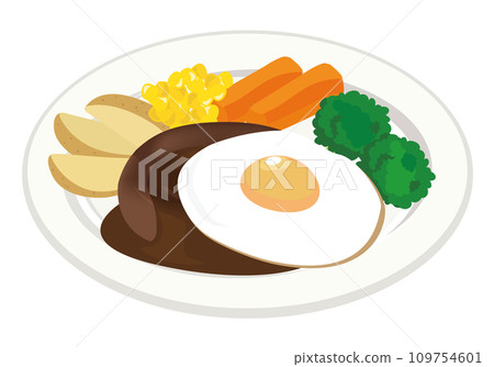 Western food_hamburger demiglace sauce fried egg 109754601