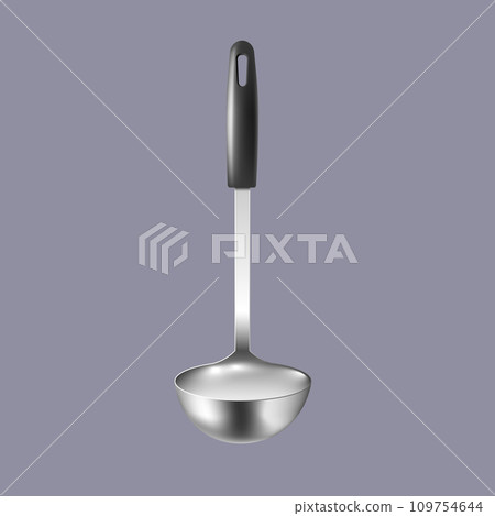 Soup ladle or kitchen big spoon template realistic vector illustration isolated. 109754644