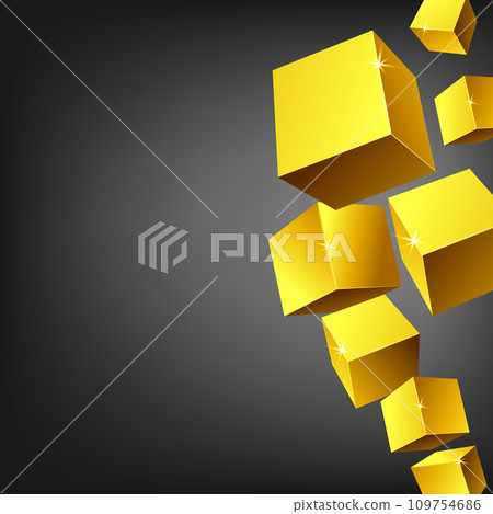 Abstract 3D golden cube background. Realistic gold geometric shapes 109754686