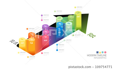 Business step timeline infographic arrow template. Modern milestone element timeline diagram calendar and 4 quarter topics, vector infographics. 109754771