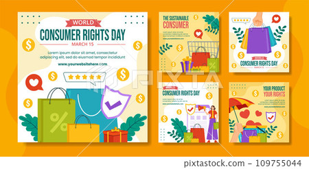 Consumer Rights Day Social Media Post Flat Cartoon Hand Drawn Templates Background Illustration 109755044