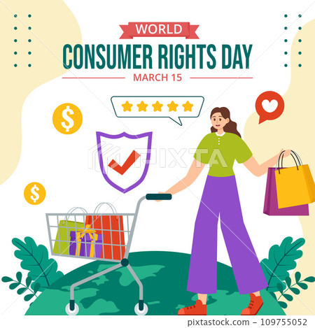 Consumer Rights Day Social Media Illustration Flat Cartoon Hand Drawn Templates Background 109755052