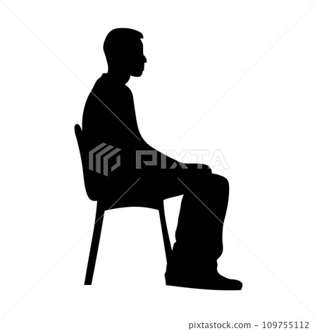 Man sitting black silhouette on white background 109755112