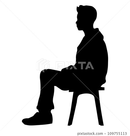Man sitting black silhouette on white background 109755113