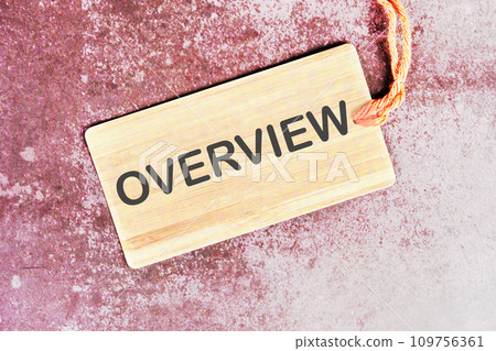 Overview word written on a card with a rope on an abstract background 109756361