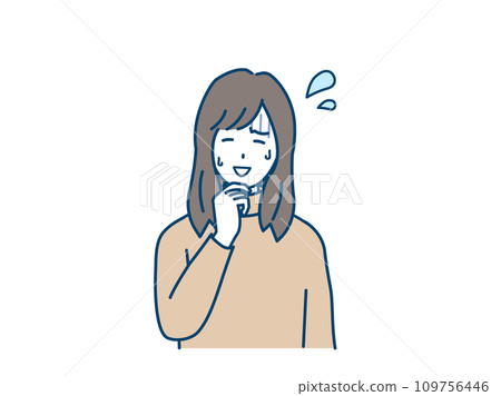 一個年輕女子心煩意亂、苦笑的插圖 一個年輕女子心煩意亂、苦笑的插圖 109756446