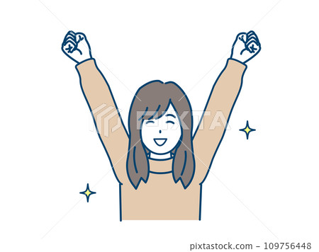 Illustration of a very happy young woman 109756448