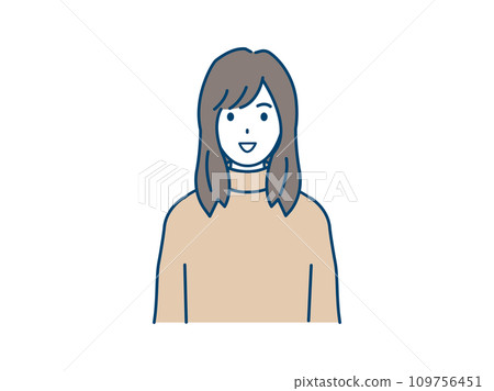 面向前方的年輕女子的插圖 109756451